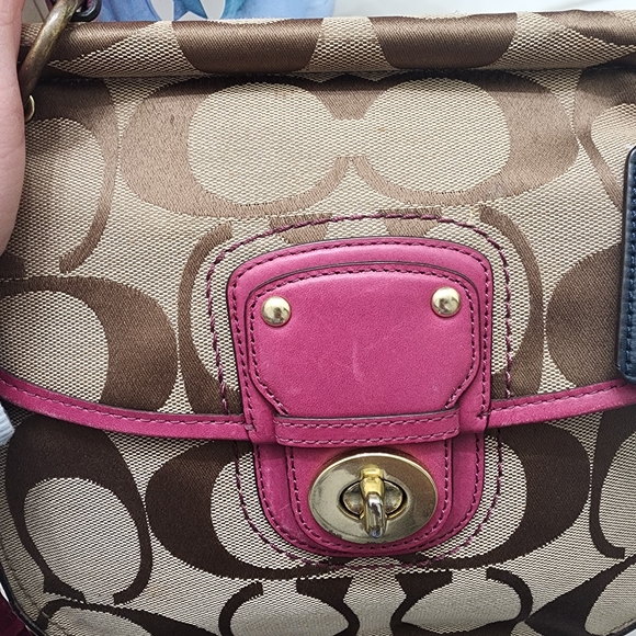 Coach Brown and Pink Signature Bag - Picture 7 of 10